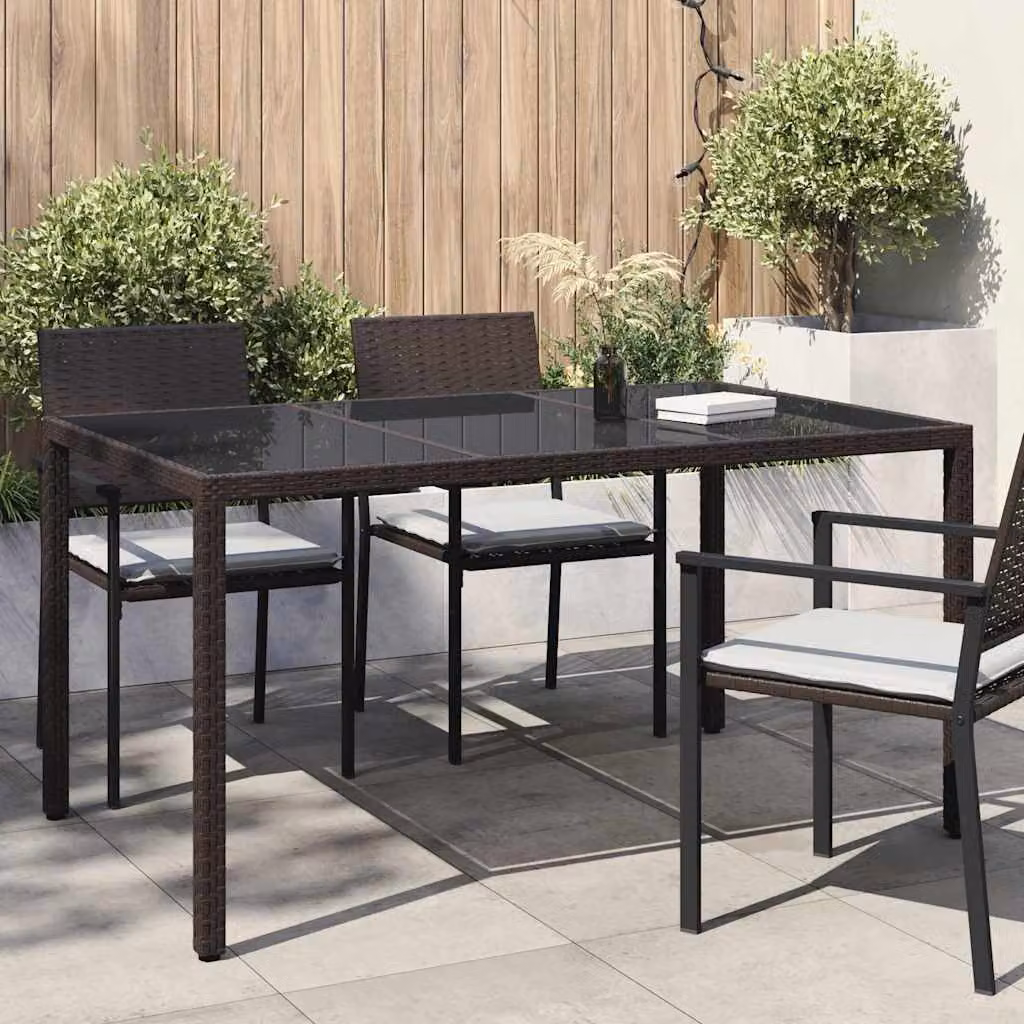vidaXL Tavolo da Giardino Rettangolare in Polyrattan Marrone L: 150 cm, P: 90 cm, H: 75 cm