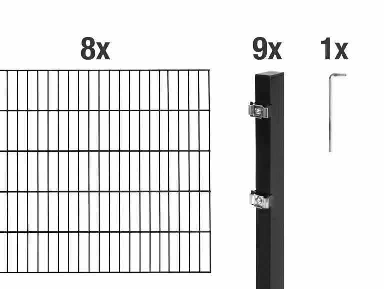 Recinzione a doppia barra Alberts 627935, set completo da 18 elementi, nero opaco, altezza 100 cm, lunghezza 16 m