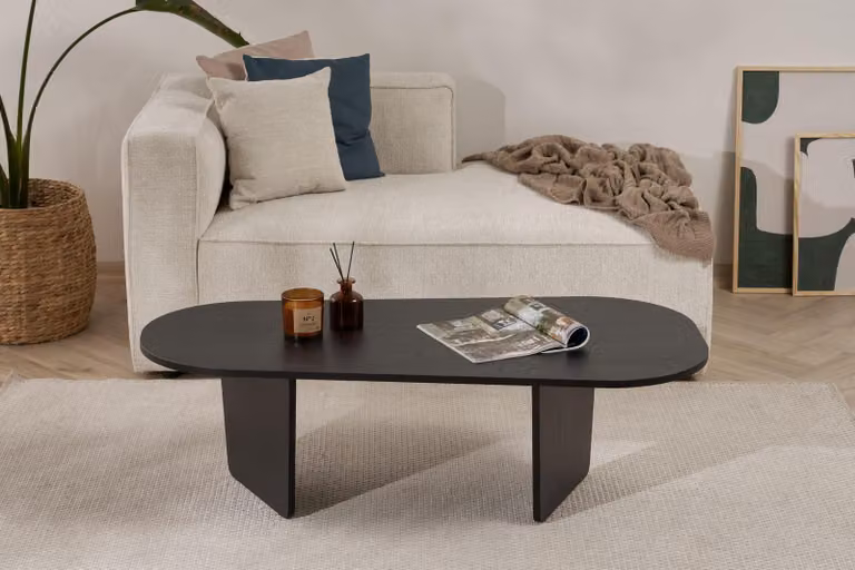 Skye Decor, Ovalis - Wood Black, tavolino, legno nero, piano in melamina 100 %, 130 x 65 x 40 cm