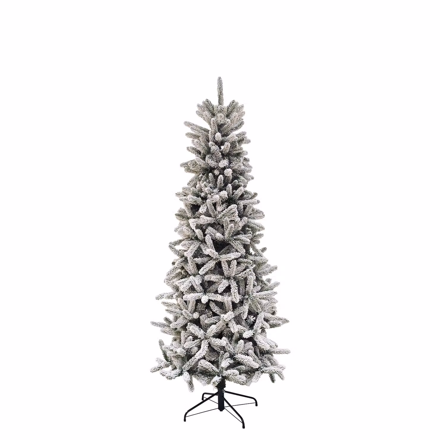Albero di Natale Artificiale Slim con Picco Innevato Vestiamo Casa, Colore Bianco e Verde, Altezza: 180 cm, Diametro alla base: 91,5 cm – 1