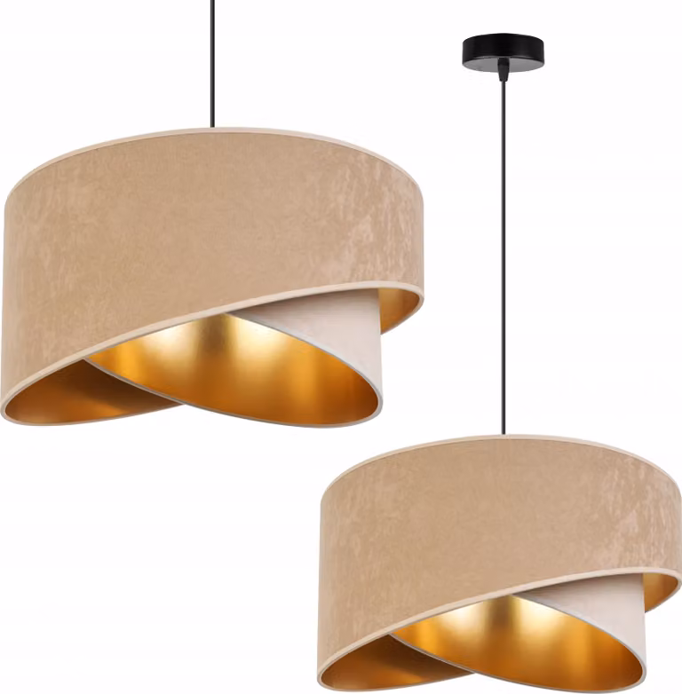 Lampada a sospensione Lampadario in velluto dorato Paralume
