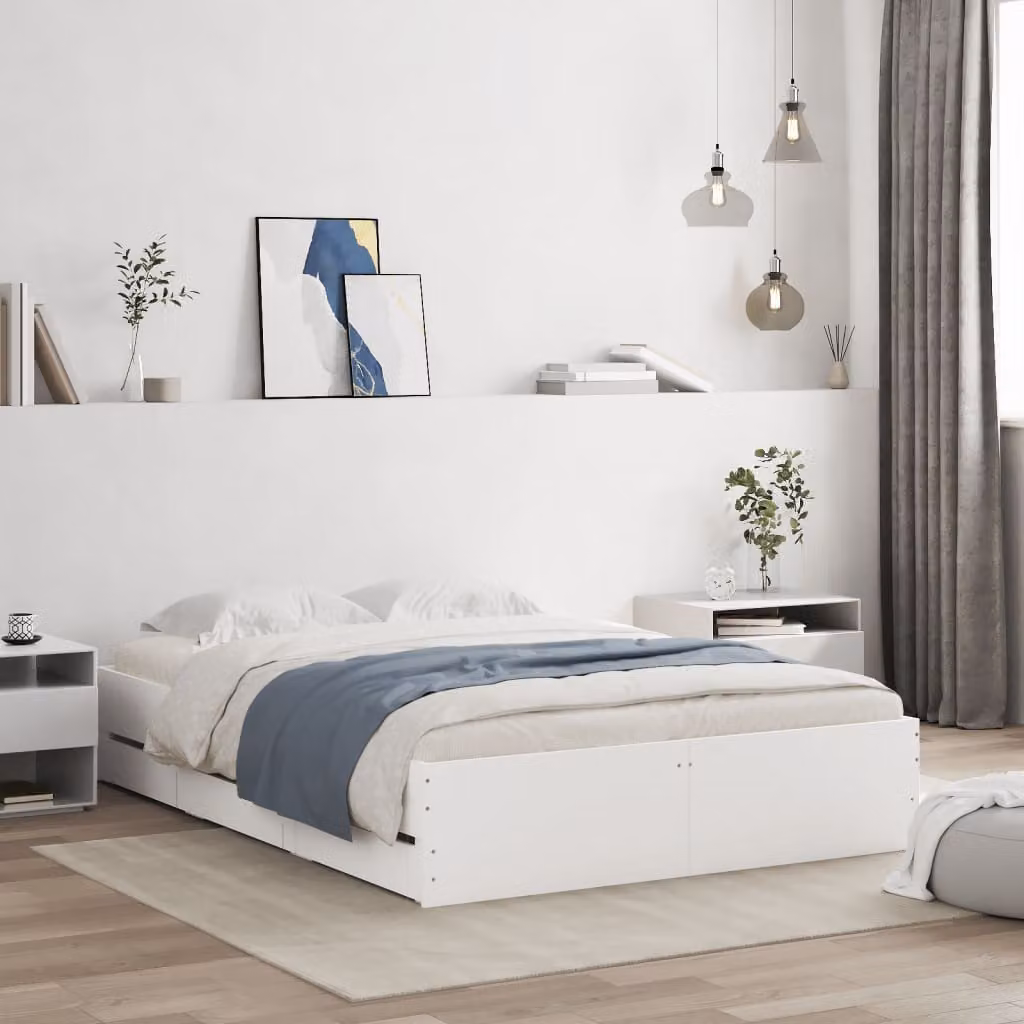 Giroletto vidaXL con cassetti in legno multistrato bianco L/P/H: 120 x 200 x 33 cm