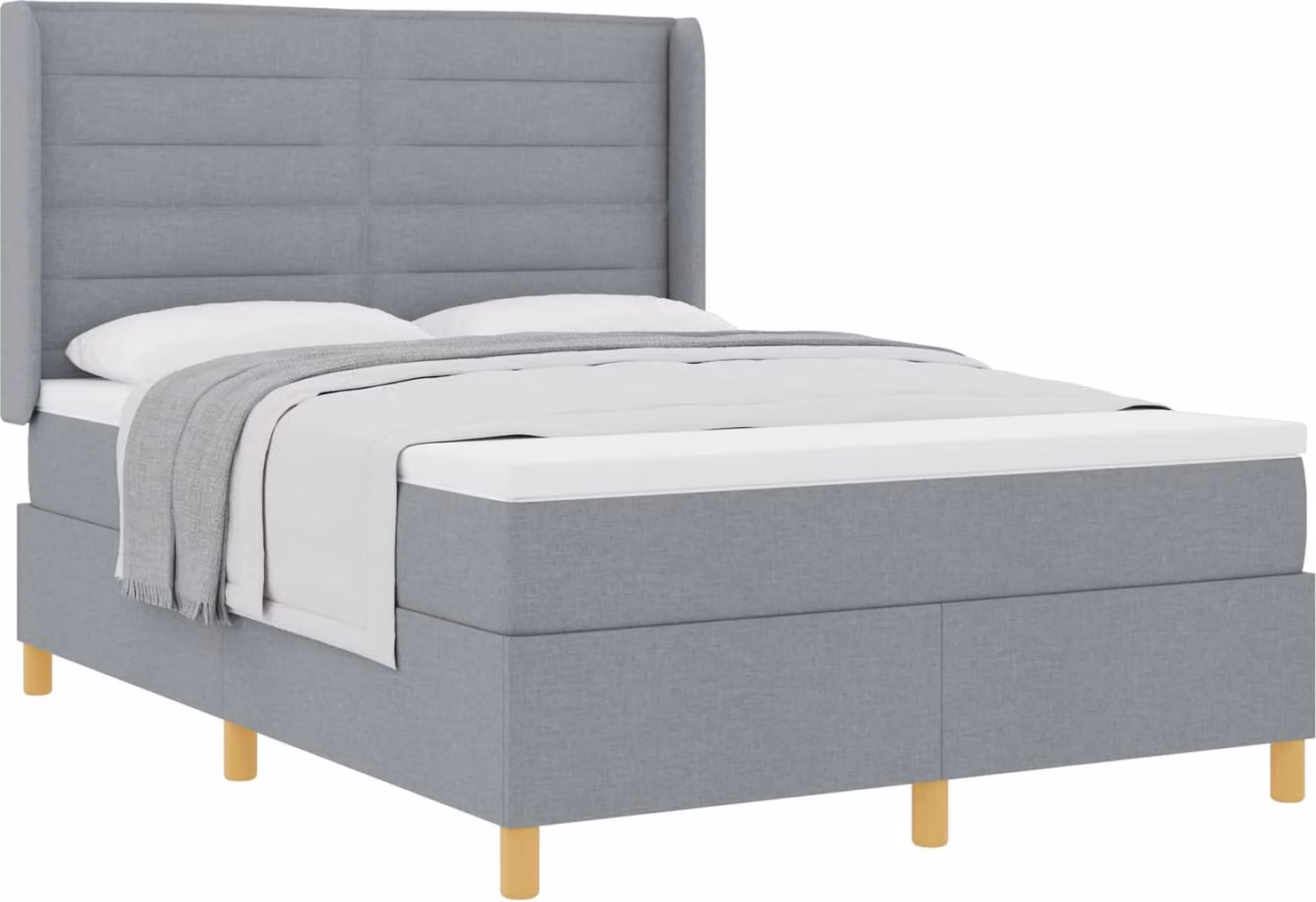 Letto a molle con materasso Grigio chiaro 140 x 190 cm Tessuto
