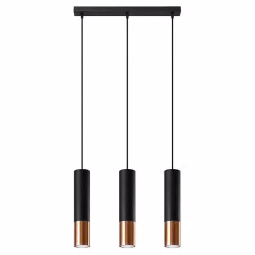SOLLUX lighting Lampada a Sospensione - Lampada a Soffitto in Acciaio - 3 Paralumi - Lampada LED - Nero Rame Loopez