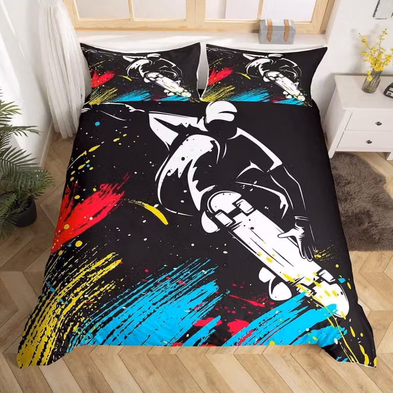Set di lenzuola matrimoniali con motivo skateboard