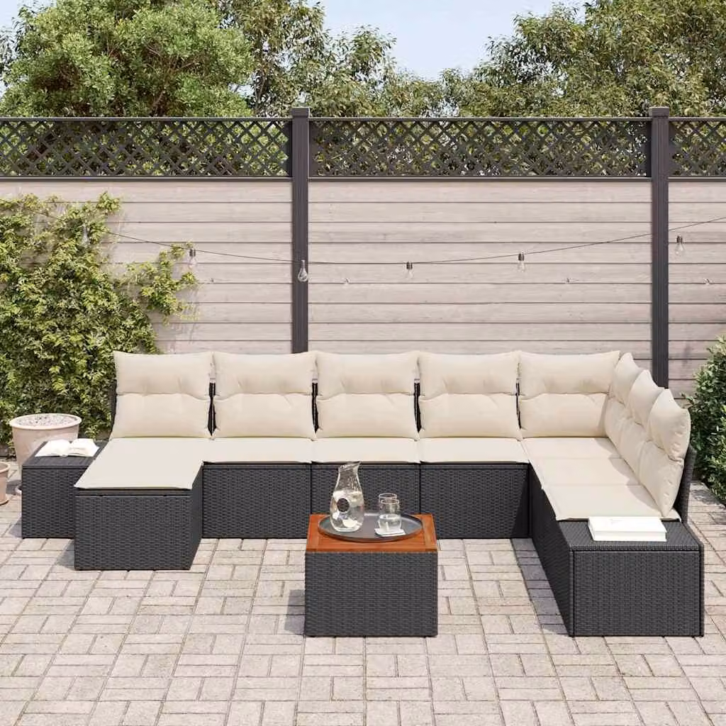 Maison Exclusive - Set da giardino composto da 9 pezzi, colore nero e bianco