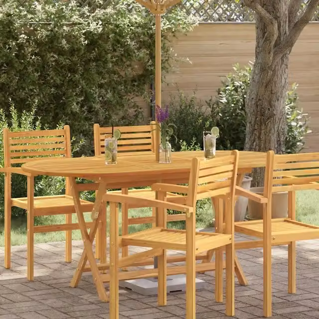 Tavolo da giardino pieghevole rettangolare vidaXL in legno di eucalipto oliato marrone L: 160 cm, P: 85 cm, H: 75 cm – 1