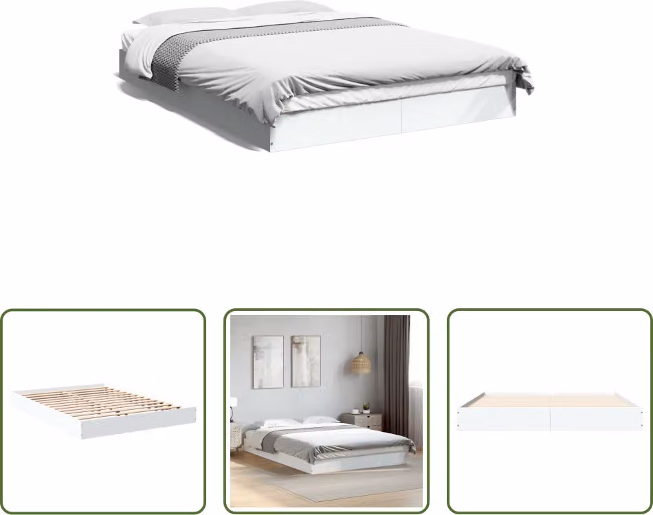 The Living Store Struttura letto bianca 135x190 cm in legno