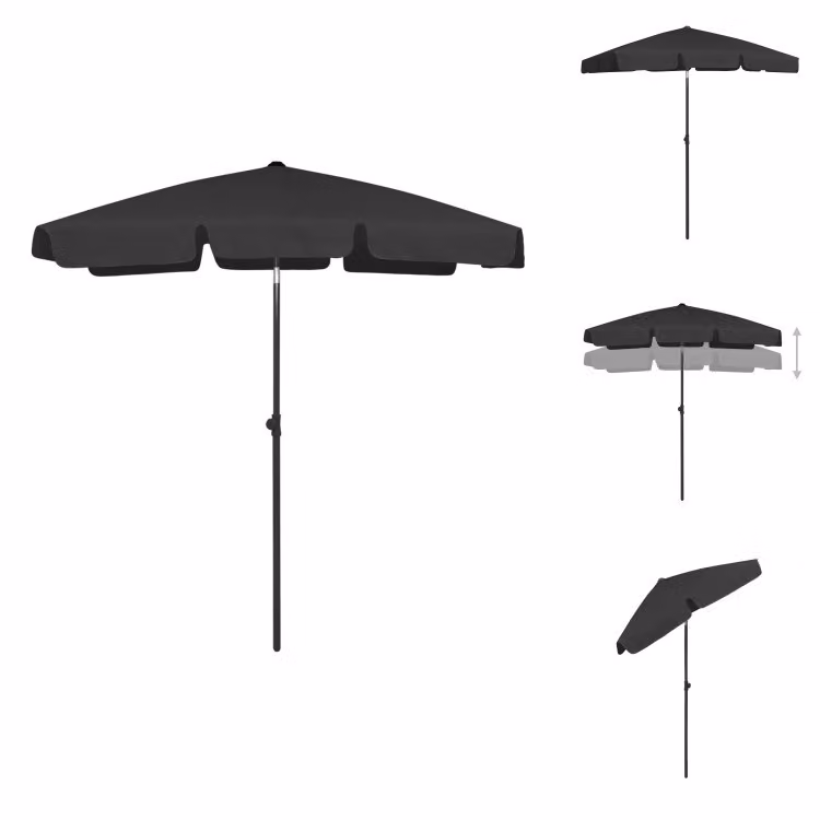 vidaXL Ombrellone nero 180x120 cm - Ombrelloni e tende da sole