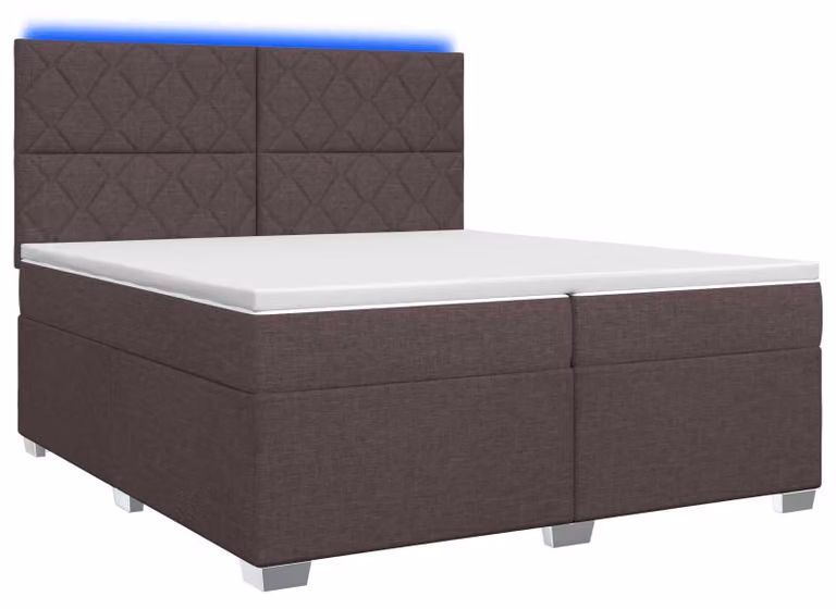 Letto a molle con materasso marrone scuro 200 x 200 cm in tessuto