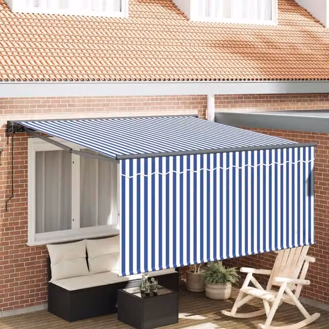 Tenda retrattile Blu e Bianco 300 x 250 cm 3329914