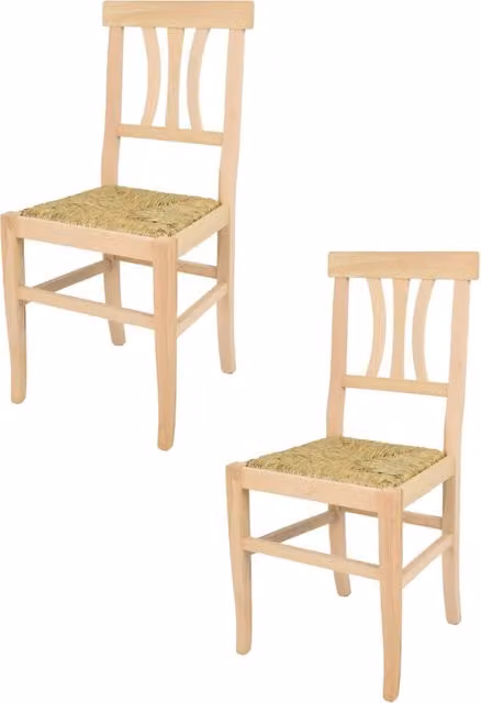 Set di 2 sedie Artemisia Tommychairs in legno di faggio naturale e seduta in paglia beige