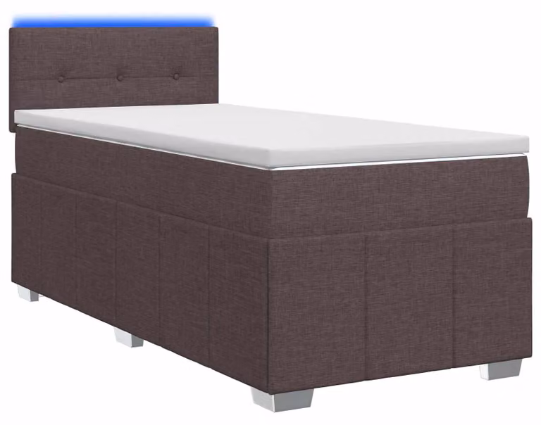 Letto a molle con materasso marrone scuro 90 x 200 cm in tessuto