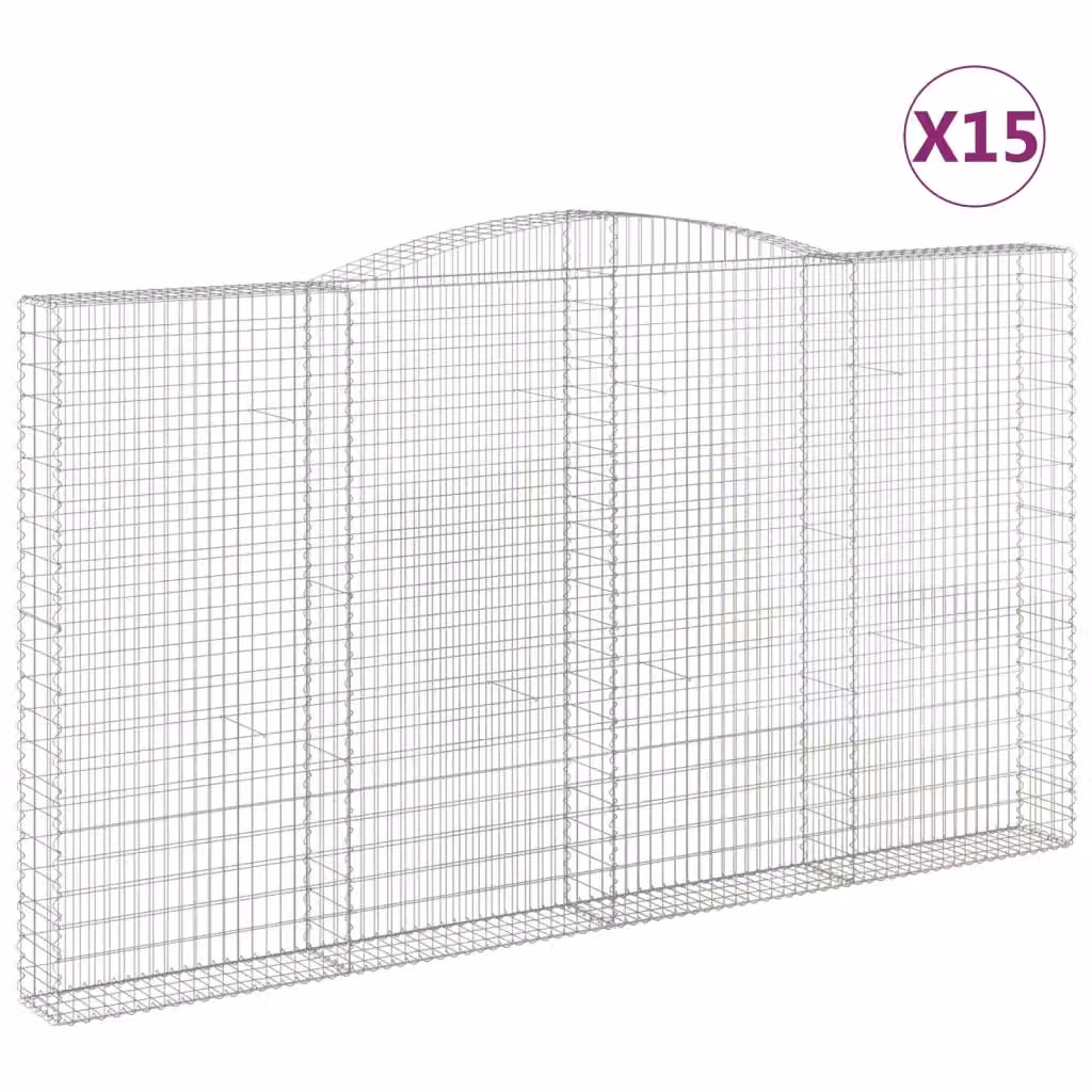 Set di 15 Cesti Gabbioni ad Arco Videx in Acciaio Zincato Colore Argento L: 400 cm, P: 30 cm, H: 220/240 cm – 2