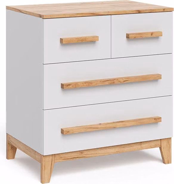 Cassettiera per camera da letto Vitalispa Malia Bianco/Artisan 80 x 88 cm con 4 cassetti, Model 58365