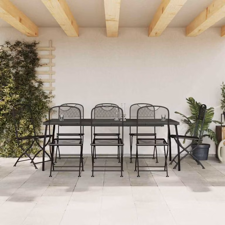 vidaXL Set da Pranzo da Giardino 9pz in Acciaio Verniciato Antracite