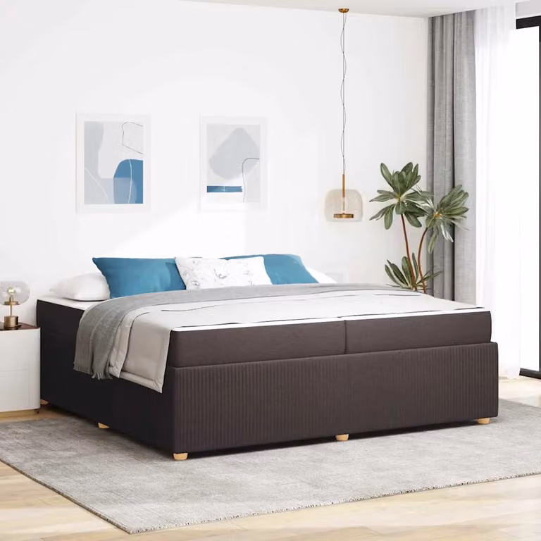 Struttura del letto imbottita vidaXL in tessuto marrone scuro, L/P: 200 x 200 cm