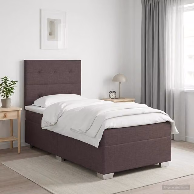 Letto box spring con materasso Marrone Scuro 100 x 200 cm 3454806
