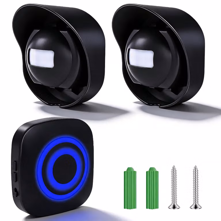 Sensore di movimento wireless con 2 sensori PIR - portata di 200 metri - da montare a parete