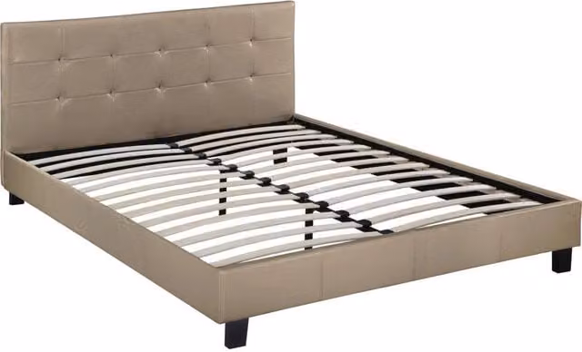 Letto Julia Habitat color beige in ecopelle con struttura imbottita L/P/H: 160 x 200 x 167 cm