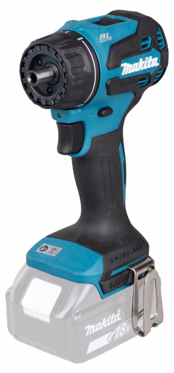 Trapano avvitatore a batteria Makita con sistema di cambio rapido della testa, incluso con 4 adattatori per punte, serie LXT 18V - DDF491RTJ