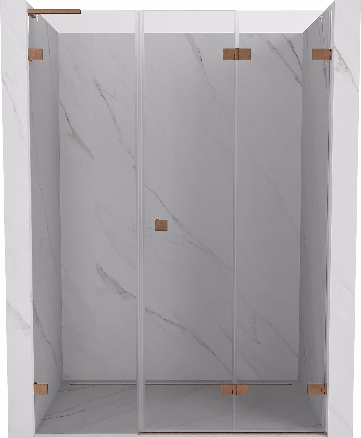 Mexen Lunar-F L porta doccia pieghevole destra 120 cm, trasparente, rame spazzolato - 836SL-120-050-65-00-P