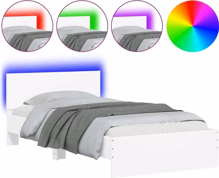 Giroletto con Testiera e LED Bianco 100x200 cm