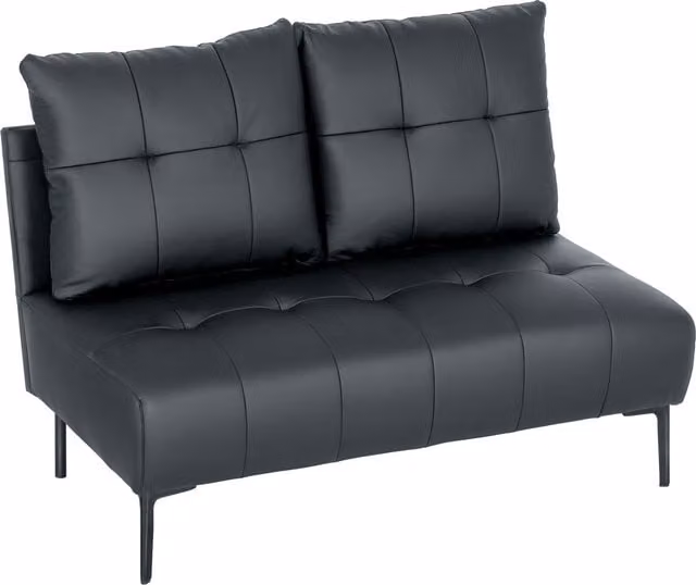 Divano 2 posti HOMCOM in finta pelle nera con design trapuntato a bottoni e senza braccioli, L: 115 cm, P: 73 cm, H: 83 cm – 1