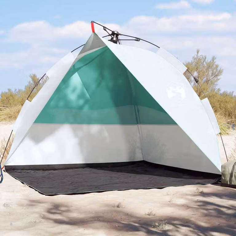 Tenda da spiaggia impermeabile vidaXL verde con rilascio rapido in poliestere L/P/H: 205 x 115 x 200 cm