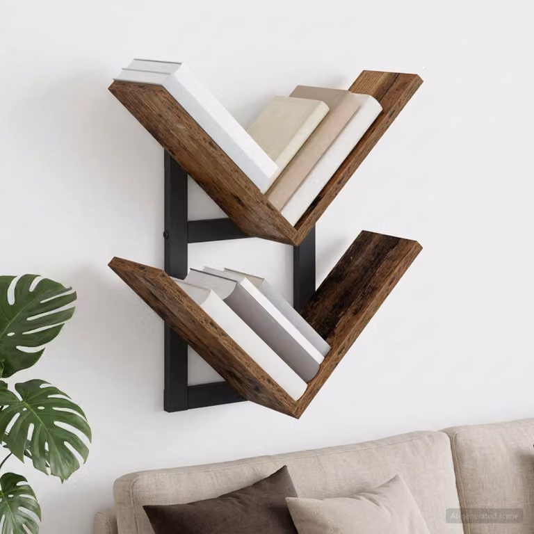 vidaXL Mensola a muro flottante in legno moderno colore marrone L: 43 cm, P: 15 cm, H: 47 cm