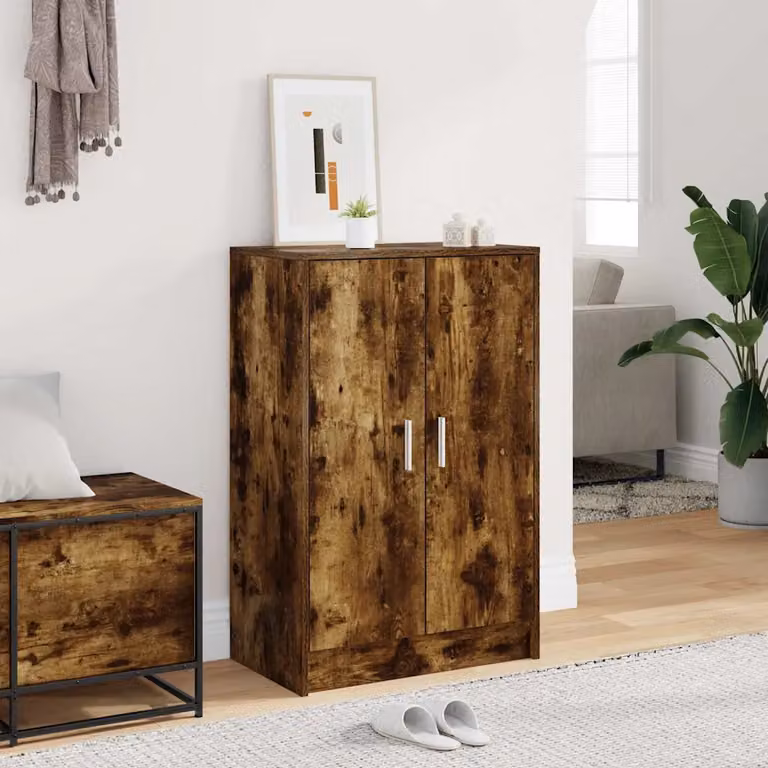 Armadio porta scarpe moderno vidaXL in legno marrone con ante a battente e ripiani interni, L/P/H: 60 x 35 x 92 cm