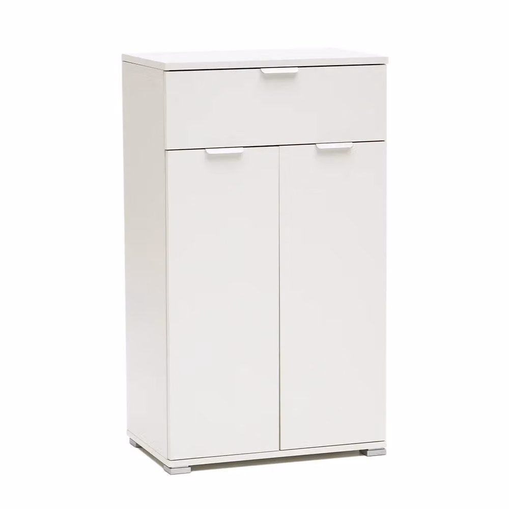 Armadietto Bianco The White Stone con 2 Ante e Cassetti Interni in MDF per Camera o Bagno L/P/H: 60 x 38 x 105 cm – 2