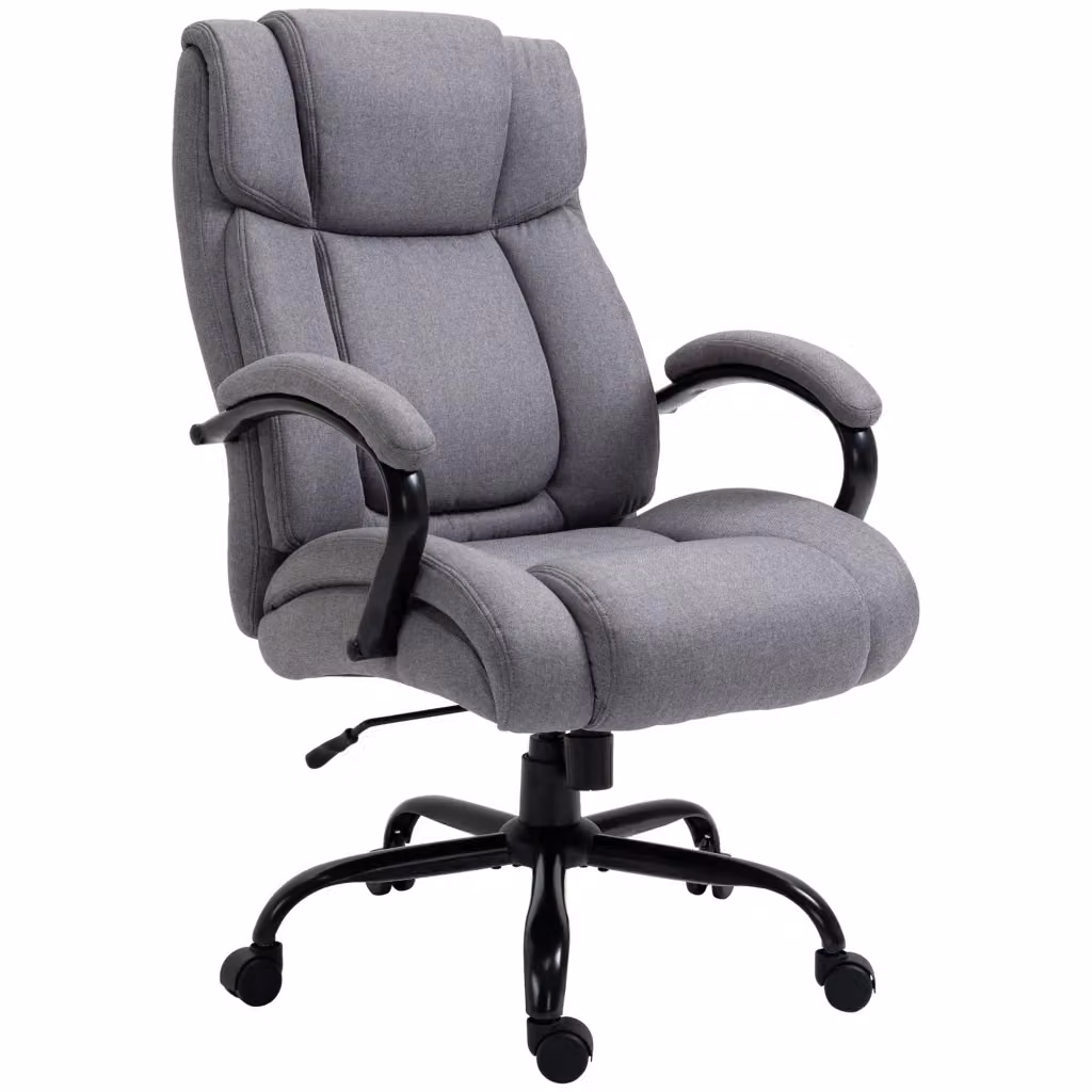 Sedia da ufficio ergonomica Zephmum in tessuto grigio chiaro con altezza regolabile e ruote – 2