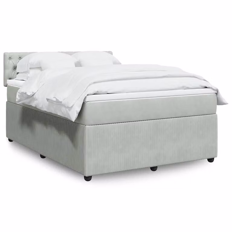 vidaXL Giroletto a Molle con Materasso in Velluto Grigio Chiaro L: 140 cm, P: 190 cm