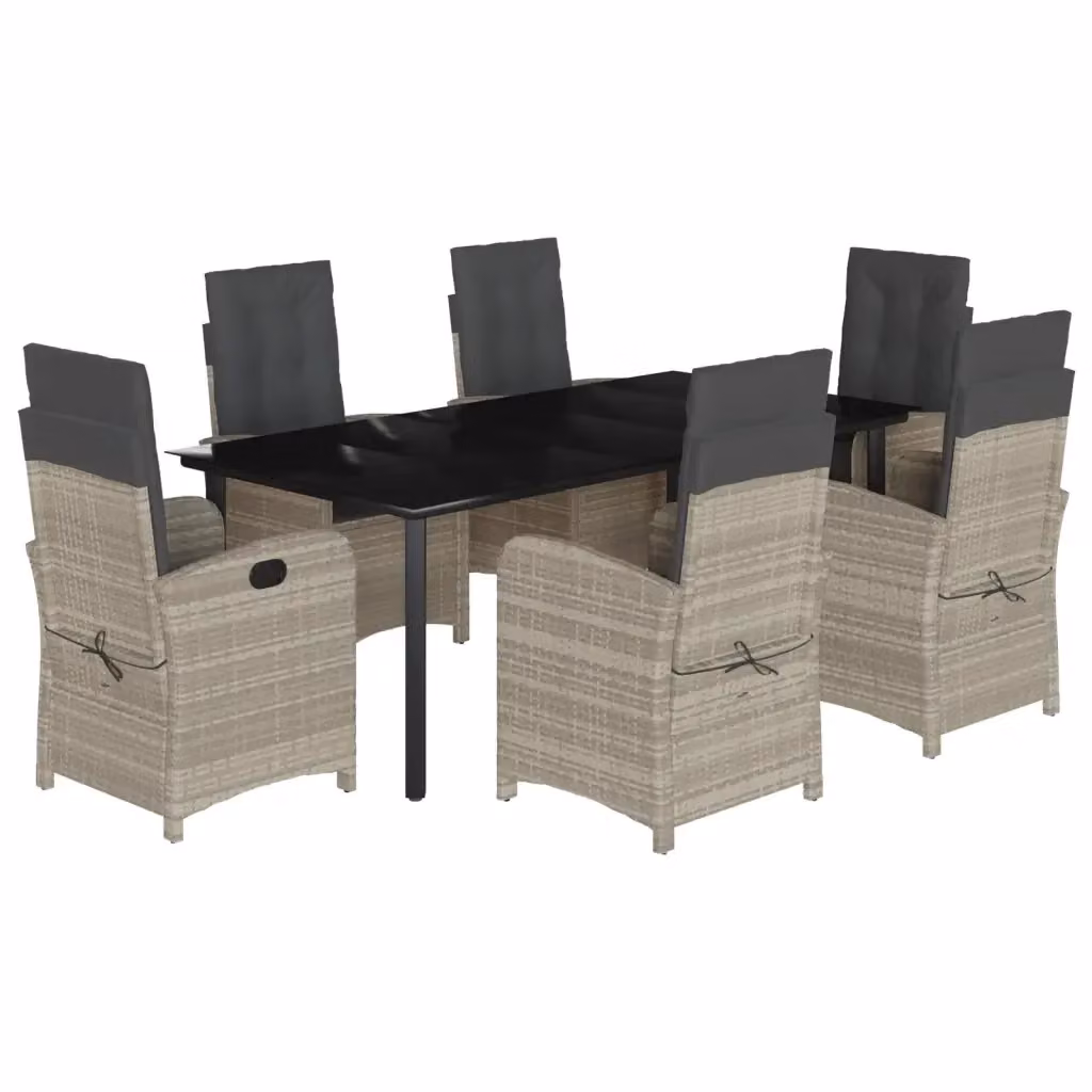 Set da pranzo da giardino moderno vidaXL in polyrattan con piano in vetro, 7 pezzi, antracite – 2