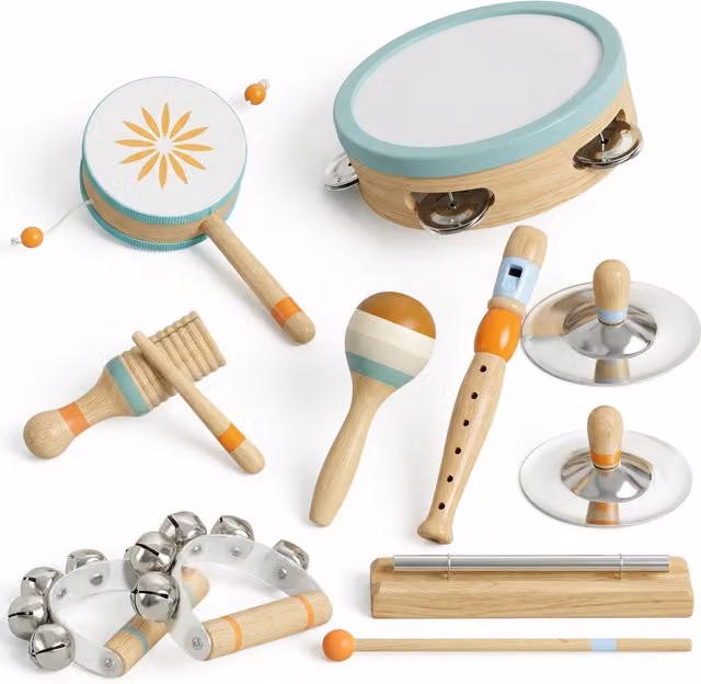 Set di strumenti musicali a percussione in legno multicolore AIYAPLAY per bambini stile Montessori