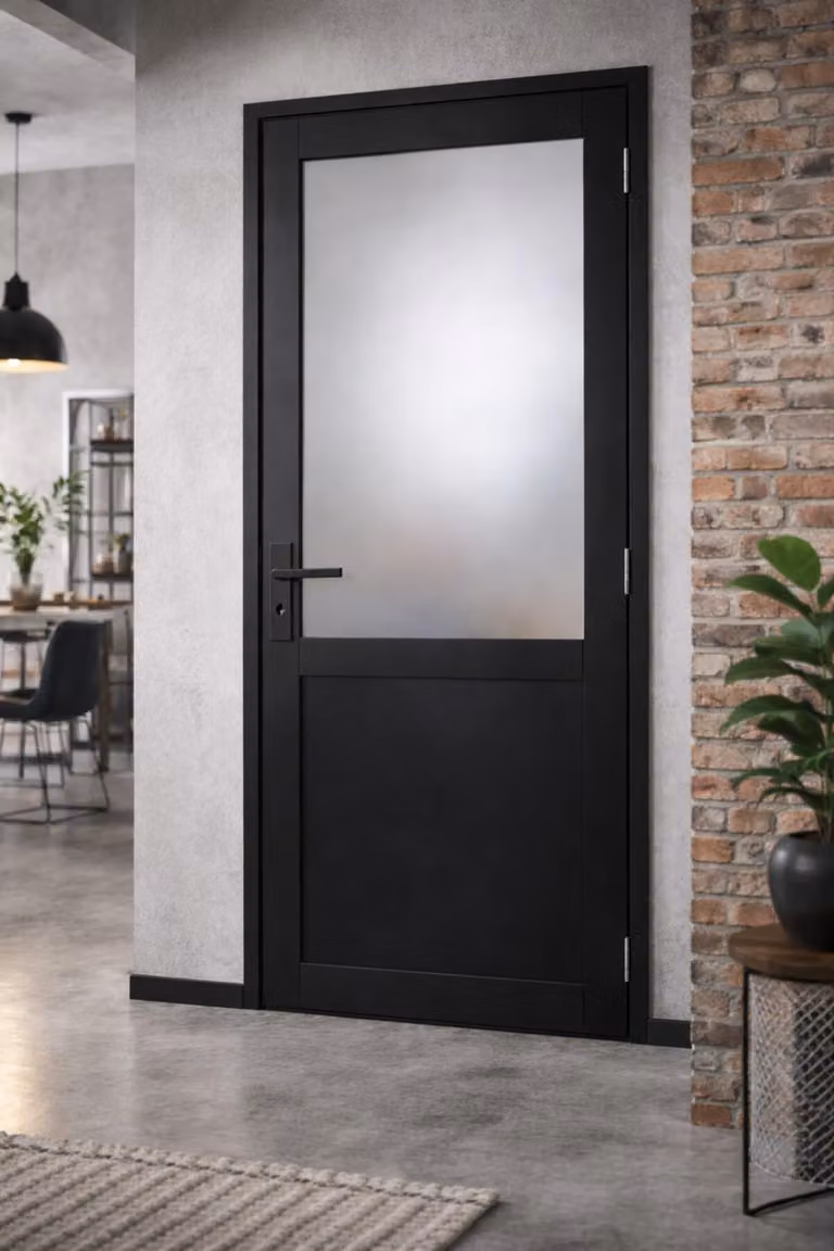 Bloc Porta Athena Nero H204 x L83 cm, lato tavolo P. sinistra, maniglia GD MENUISERIES