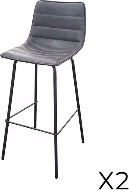 Set di 2 sgabelli da bar con schienale in effetto pelle grigio quarzo collezione NETS - Stile industriale