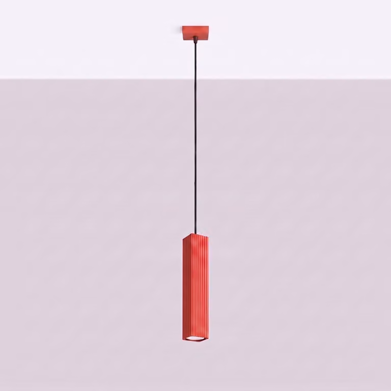 Lampada a sospensione RAYO 1 rossa 1xGU10 10W alluminio 118x8x8cm Sollux Lighting