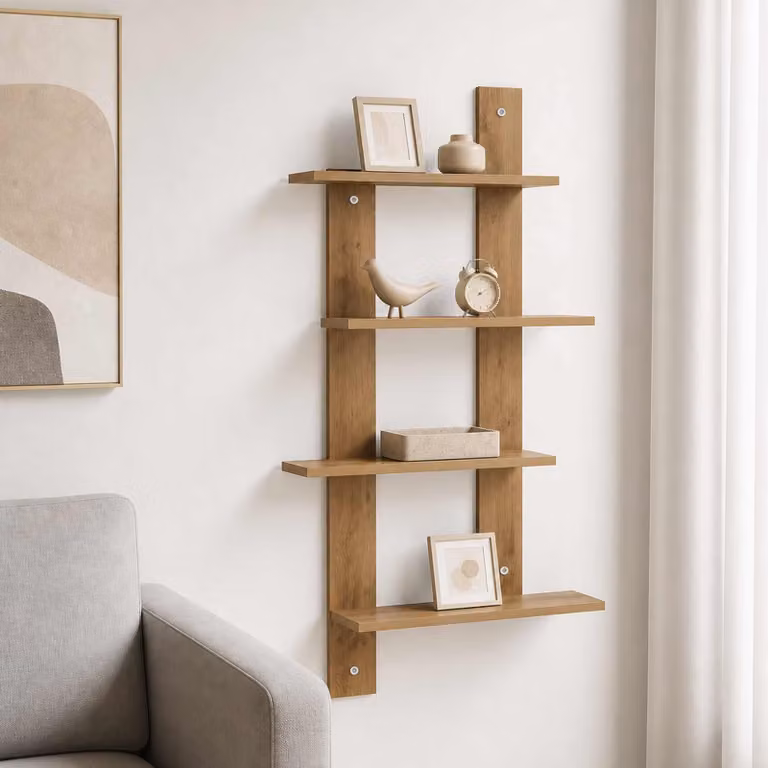 Scaffale da parete moderno vidaXL in legno color marrone, L: 61 cm, P: 13,5 cm, H: 105 cm