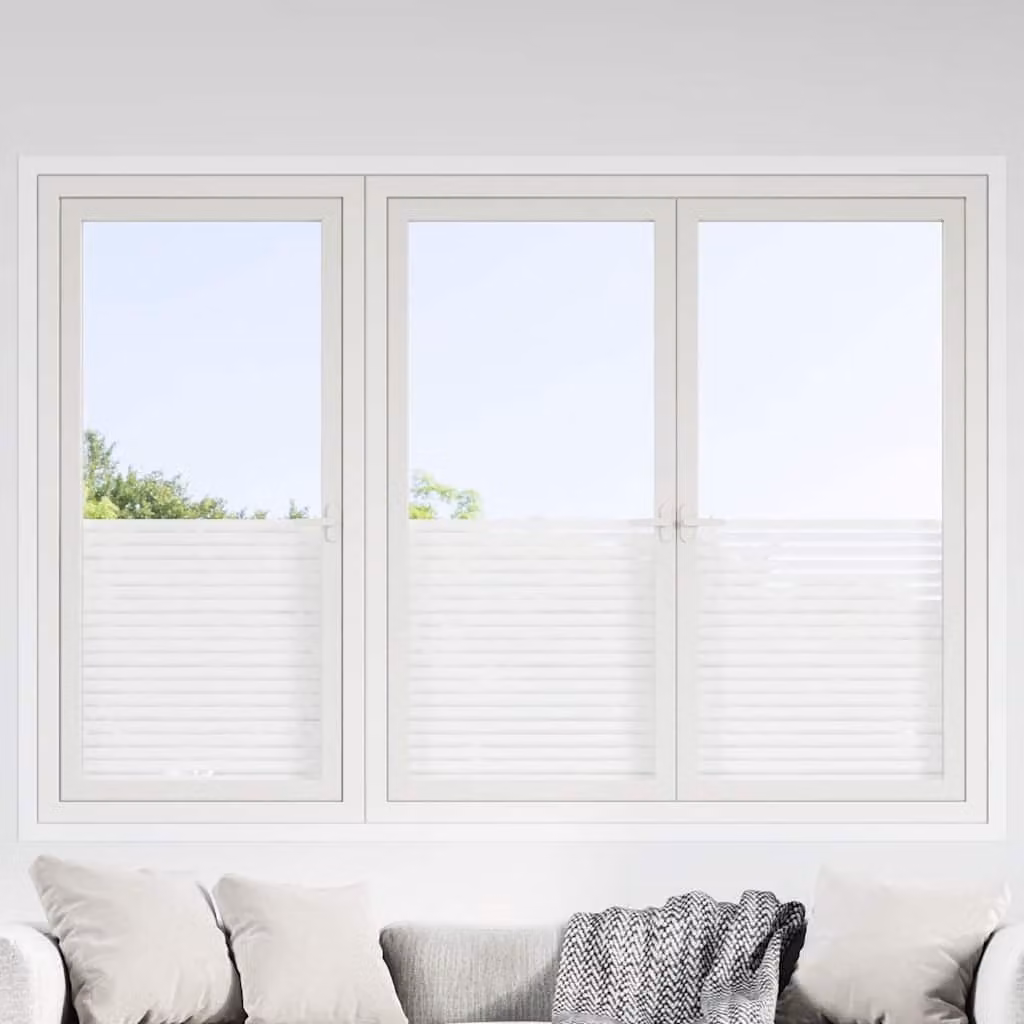 Set di 4 pellicole adesive per finestre vidaXL in PVC bianco e trasparente con motivo a righe e design minimalista