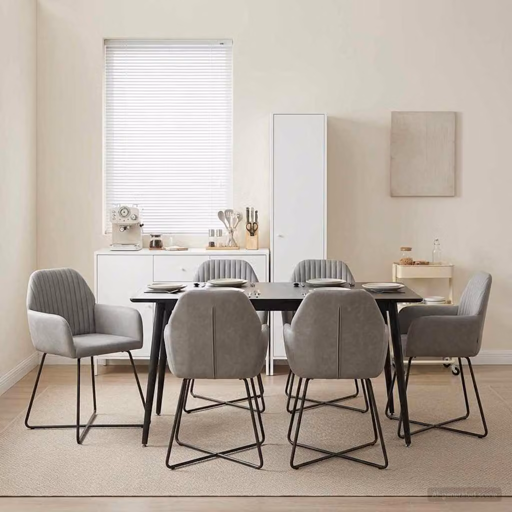 Set di 4 sedie da pranzo vidaXL in velluto grigio con struttura in metallo, L 55 cm x P 50 cm x H 84 cm
