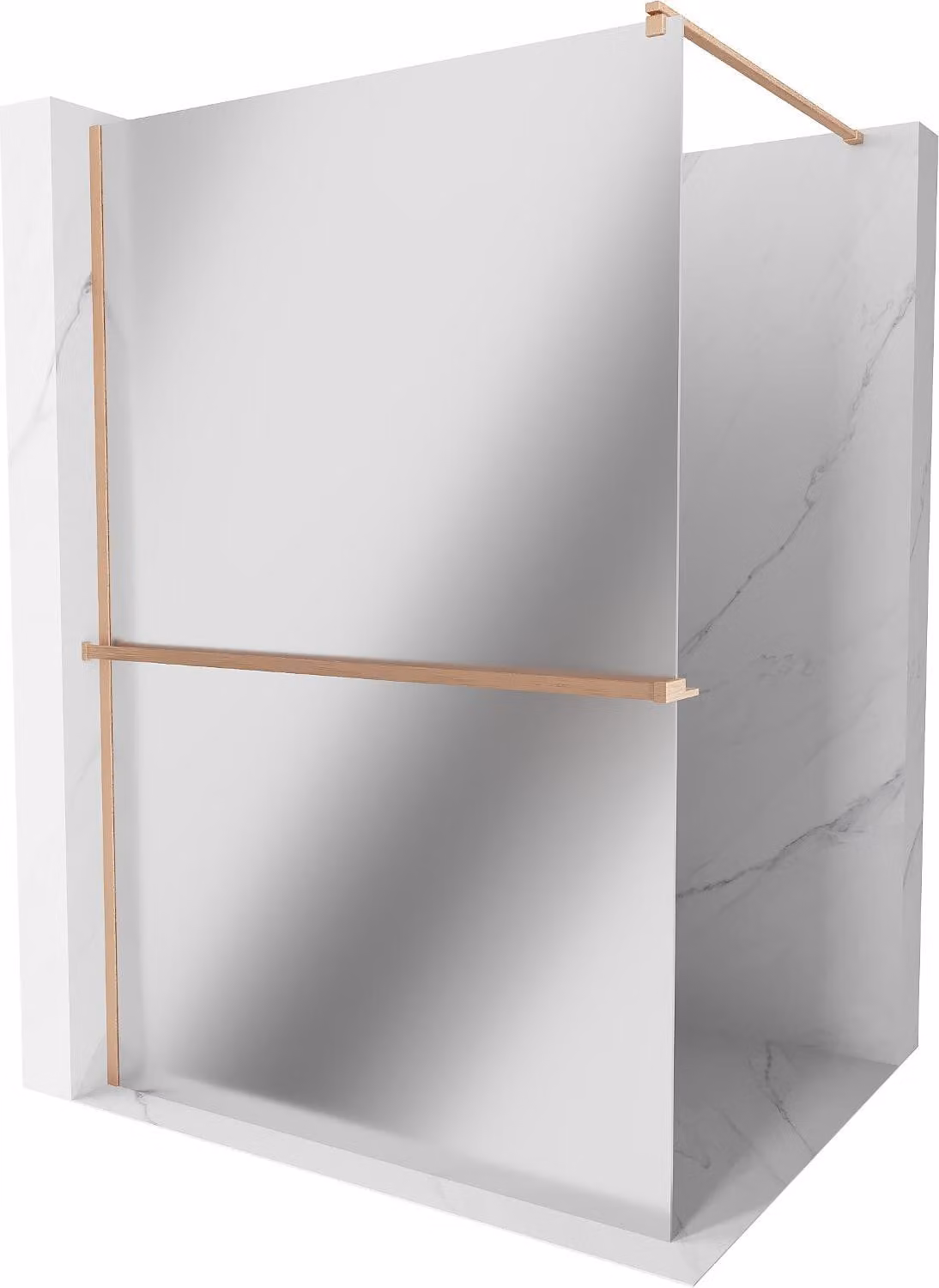 Mexen Kioto+ parete doccia con mensola Walk-in 140 x 200 cm, specchio, rame spazzolato - 800-140-121-65-50
