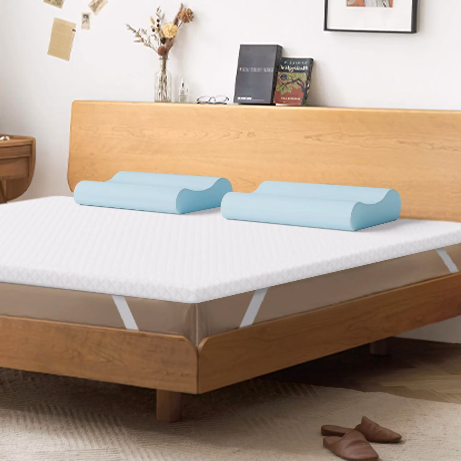 Materasso topper in memory foam - Dimensioni 140x200 cm - Altezza 7 cm - Grado di rigidità reversibile H1/H2 - Ideale per camere condivise e appartamenti in affitto - Bianco