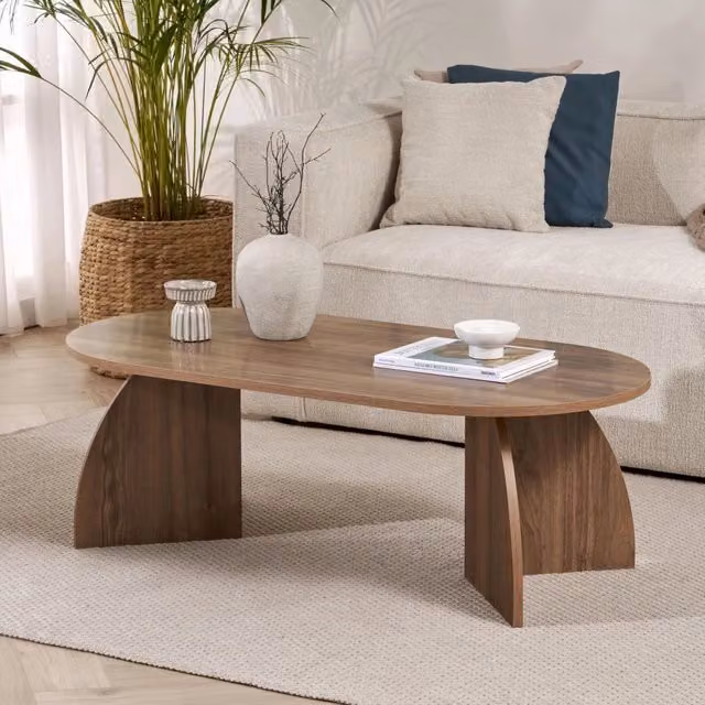 DMORA Tavolino da Salotto Ovale Moderno Marrone L: 120 cm, P: 60 cm, H: 40 cm