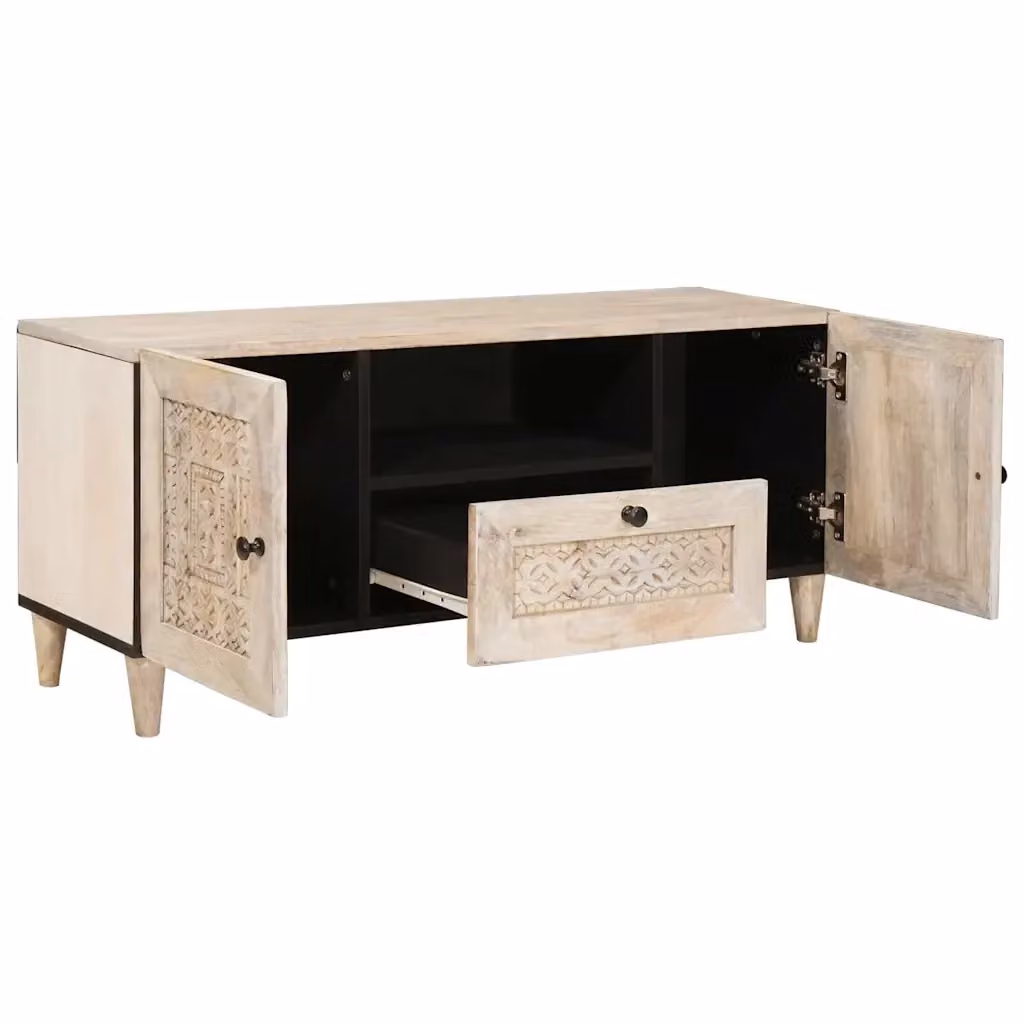Unità TV moderna vidaXL in legno bianco con cassetto, L 105 x P 33 x H 46 cm – 2
