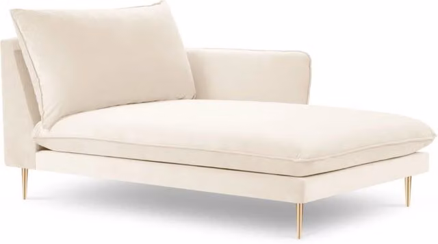 Chaise longue destra Vienna di Cosmopolitan Design in velluto beige chiaro L/P/H: 130 x 95 x 95 cm