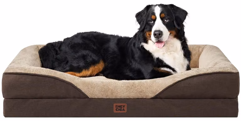 Letto ortopedico per cani, taglia XXL, con memory foam e 4 bordi, colore marrone, per uso interno
