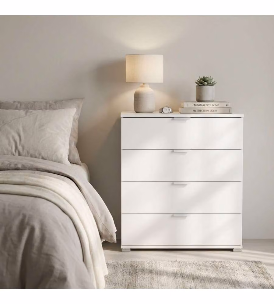 Cosma Cassettiera 4 Cassetti Bianco 75x38x85 cm in Truciolare Bilaminato