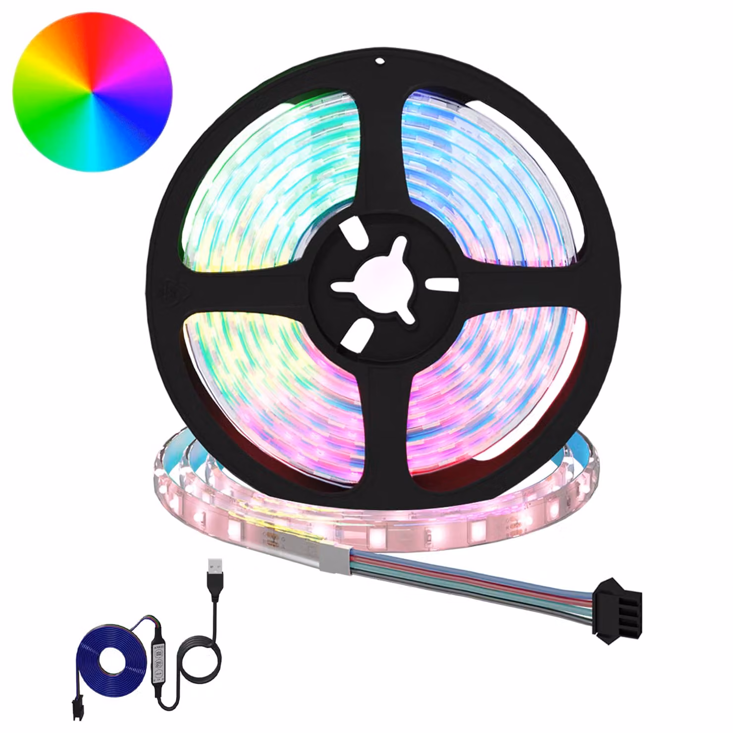 Set di 2 strisce LED RGB vidaXL multicolore con connessione USB, nero e trasparente